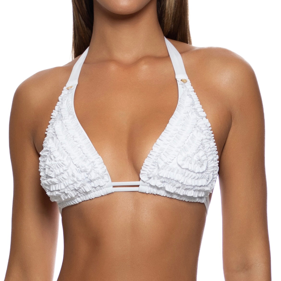 White Sweet Love Triangle Halter Top-Luli Fama-Gone Bananas Beachwear