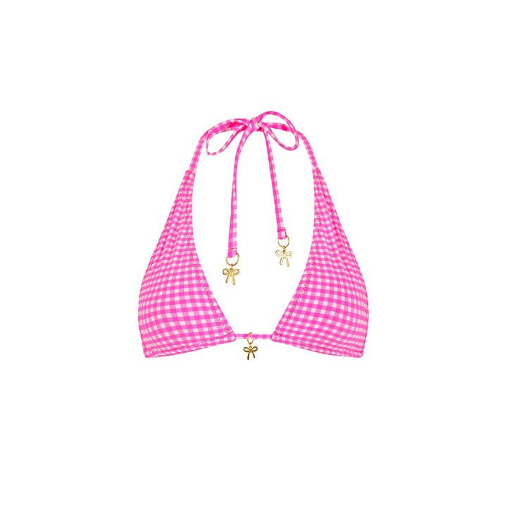 Pink Diva Classic Tie Halter Bikini Top