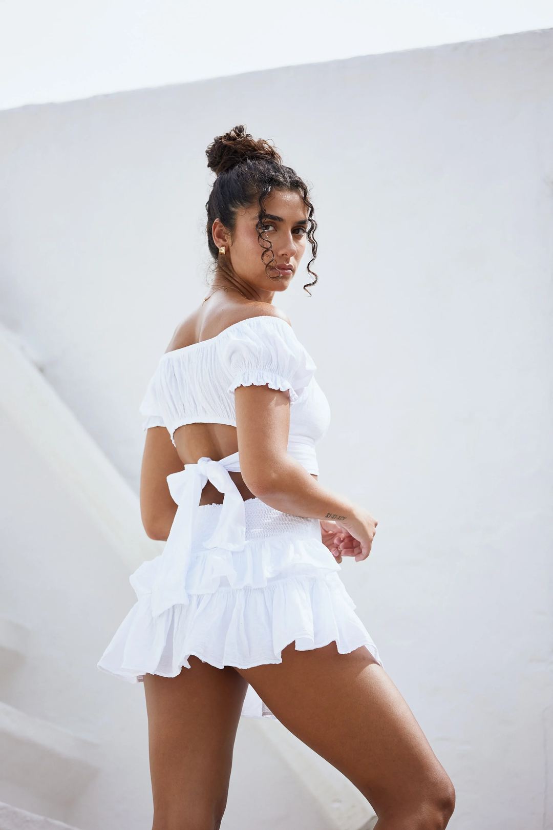 White Tie Back Crop Top