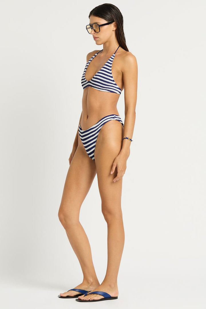Navy/White Dot Stripe Astrid Crop Top