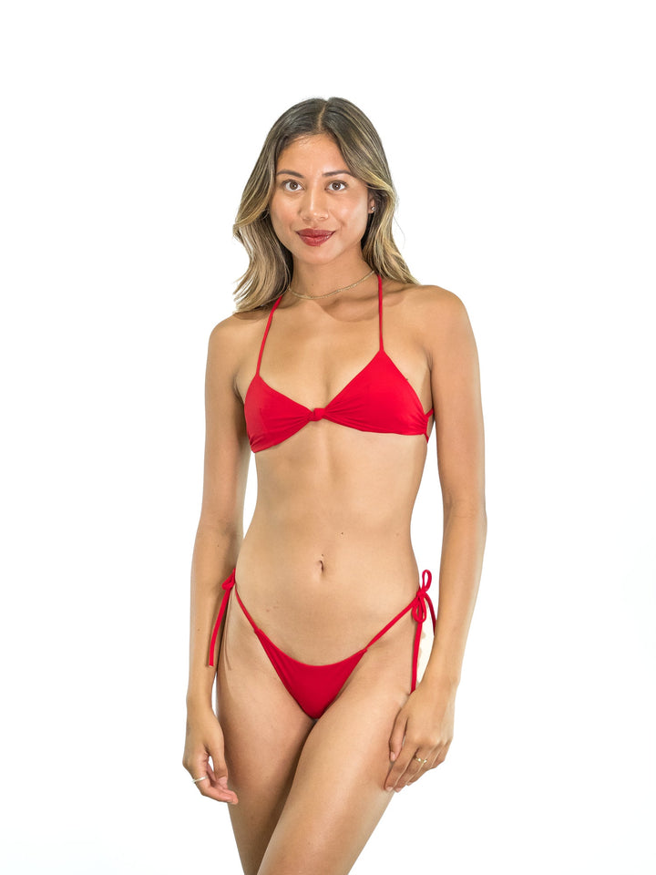 Red Cheeky Double Face Tie Side Bottom-Rhyle Swim-Gone Bananas Beachwear